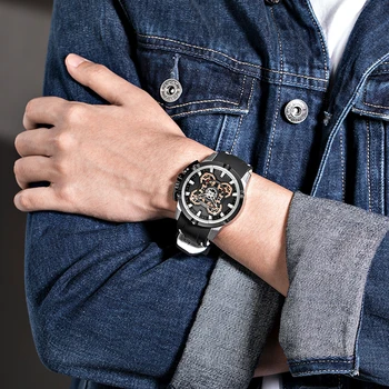 Марка RUIMAS мъжки часовник креативната мода водоустойчив светещ индивидуалност спортен силиконов каишка, кварцов часовник мъжки часовник