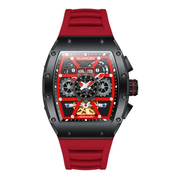 GUANQIN 2022 Нова Бизнес Мода Tourbillion Перо Механични-Автоматични Мъжки Часовник Сапфировые на Часовника От Неръждаема Стомана Водоустойчив