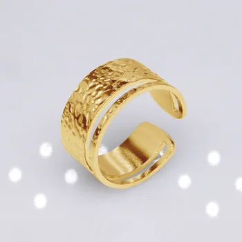 Винтажное златен мъжки пръстен от неръждаема стомана с отворен пръстен с геометричен модел на листата пръстен за жени отношение на сватбени декорации 1