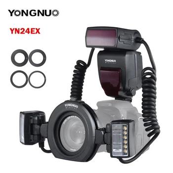 Yongnuo YN24EX Макро Светкавица Пръстеновидна Светкавица Speedlite E-TTL с две огнища за огледално-рефлексни фотоапарати Canon 1