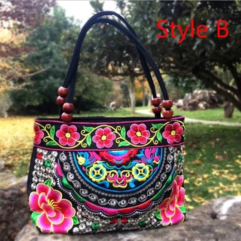 Китайски Стил Дамска Чанта Бродерия Етническа Мода за Цветя, Ръчно изработени Дамски Чанти За рамо 2