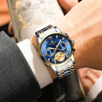 Най-добрата Марка на Луксозни Бизнес Кварцови часовници за мъже Модерни Ежедневни Водоустойчив часовник с календар от неръждаема Стомана Мъжки Часовник Wrsitwatch 1