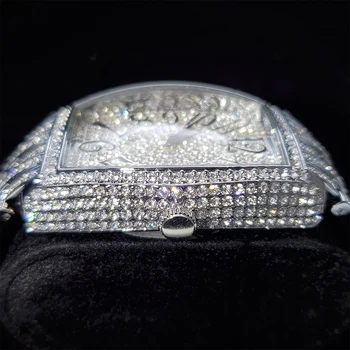 Ред Нов стил сребърни мъжки луксозни часовници Bling с пълна диамантен пръстен кварцов ръчен часовник от неръждаема стомана гривна подарък светещи часовници мъжки часовници > Мъжки часовник / www.yorkshireclaims.co.uk 11