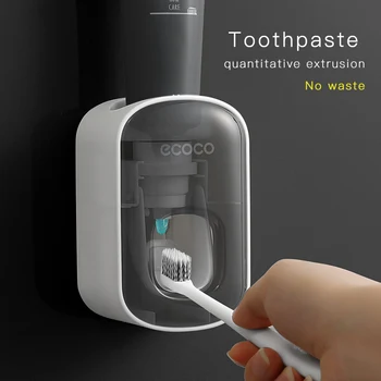 Конзола за монтиране на Автоматичен Опаковка паста за зъби, Набор от Аксесоари за баня Сокоизстисквачка за паста за зъби, Опаковка Притежател на четка за зъби за баня Инструмент 2