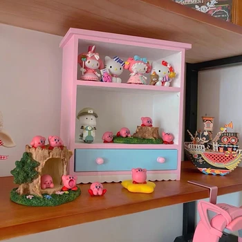 Розовото момиче Скандинавски дървен шкаф сладък 3-етажна тенис на стелажи за съхранение на козметични четки организатор украса на дома спални нови Декорации