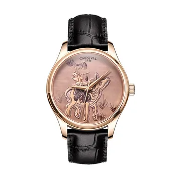 Карнавалните Луксозни Маркови Часовници за мъже, Водоустойчиви Мода 3D Бик Розово Злато Механични ръчни часовници Автоматични часовници Relogio Masculino 1