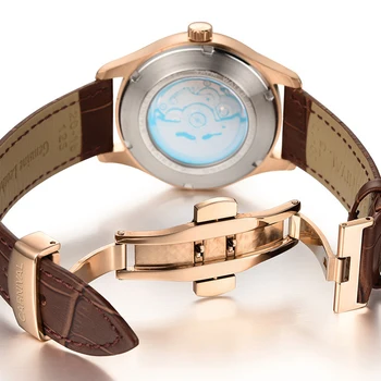 Карнавалните Луксозни Маркови Часовници за мъже, Водоустойчиви Мода 3D Бик Розово Злато Механични ръчни часовници Автоматични часовници Relogio Masculino 2