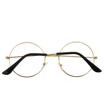 Унисекс слънчеви Очила в метални Рамки Реколта Кръгли Очила за Четене с Прозрачни Лещи, Рамки за очила с 2 Цветя 1