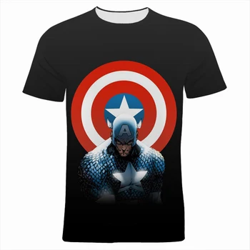 Мъжки дрехи Лятна Мода Marvel Капитан Америка 3D Принт Детска тениска с къс ръкав Harajuku Дамски тениски 1