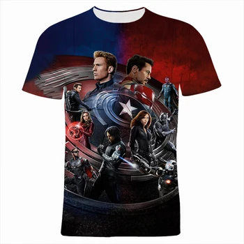 Мъжки дрехи Лятна Мода Marvel Капитан Америка 3D Принт Детска тениска с къс ръкав Harajuku Дамски тениски 2