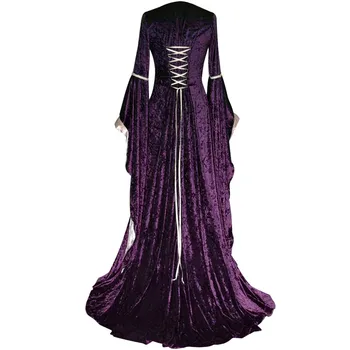 Лятна рокля за жените Винтажное келтско средновековна рокля до пода в Ренесансов стил Готик рокля за cosplay Елегантна корейска рокля Mulheres vestido 1