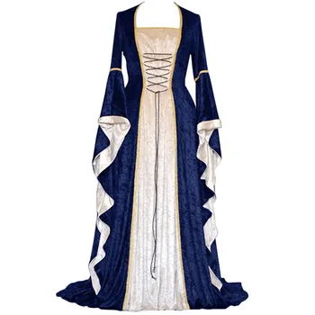 Лятна рокля за жените Винтажное келтско средновековна рокля до пода в Ренесансов стил Готик рокля за cosplay Елегантна корейска рокля Mulheres vestido 2