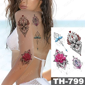 Водоустойчив Временни Татуировки Етикети Розата е Цветето Божур Птица Риба Флаш Татуировка Женските Сладко Боди-Арт Фалшиви Татуировки За мъже 1