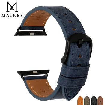Аксесоари за часовници MAIKES Естествена Кожа За ремъците Apple Watch 44 мм 42 мм и Каишка за часовник Apple Watch 40 мм, 38 мм, Серия 4 3 2 1 Маншети 2