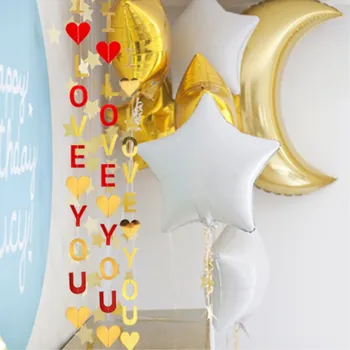 ОБИЧАМ ТЕ Книжен Венец направи си САМ Сватбена стая Окачените балони Овесени ядки Банер Свети Валентин Сватбени Декорации за партита Доставка 1