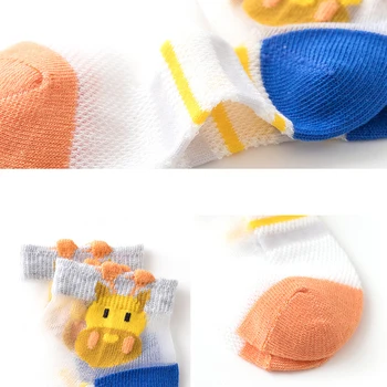 5 двойки/лот Чорапи за малки момичета Детски Летни мрежести чорапи с принтом Жираф накъдрен Нагънат чорапи Аксесоари за новородени Calcetines Cortos 1
