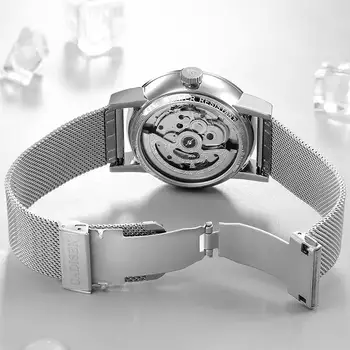 CADISEN Бизнес Автоматично мъжки часовник Японски механизъм Спортен календар Часовник от неръждаема стомана Механичен часовник Водоустойчив