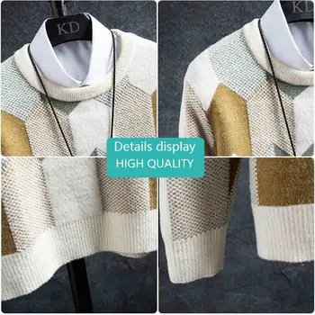 2021 Нова Модна марка Вязаный Висококачествени Дизайнерски зимата вълнен пуловер Пуловер за мъжете Зимни дебели Случайни жилетка Мъжки дрехи