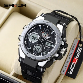 SAMDA в стил милитари с голям циферблат модерен мъжки часовник мъжки студентски моден тренд многофункционални цифрови водоустойчив електронни часовници 1