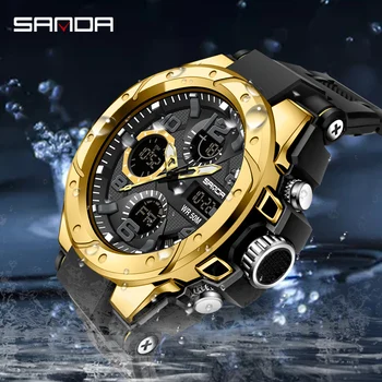 SAMDA в стил милитари с голям циферблат модерен мъжки часовник мъжки студентски моден тренд многофункционални цифрови водоустойчив електронни часовници 2