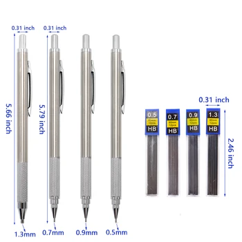 Метален Механичен Молив 0,5 мм/0,7 мм/0,9 мм/1,3 мм Висококачествен Автоматичен Молив Скица За Изготвяне на Учебни Канцеларски материали 1