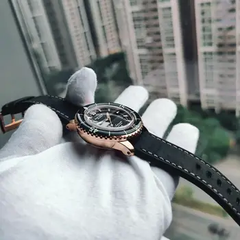 Reef Тигър/RT Мъжки часовник за гмуркане с датата на Супер Нажежен Автоматично найлонов каишка Часовник от розово злато RGA3035 2