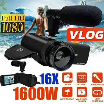 1080P HD 16-Кратно Увеличение Цифрова Видеокамера, Професионална Портативна Снимка DV Камера Микрофон Камера Запис на Видеоклипове За Youtube