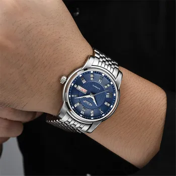 Мъжки часовник AESOP от Неръждаема Стомана Най-добрата Марка на Луксозни Автоматични Механични Бизнес Мъжки часовници Мъжки Часовници Reloj Mecanico de Hombres