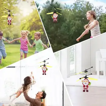 Акумулаторна Летящ Безпилотен Хеликоптер на Дядо Коледа, Играчки За Деца, Детски Коледни Играчки Жест Индукционная Зареждане чрез USB 2