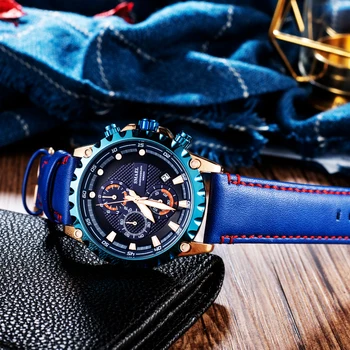 2021 SMAEL Нови Мъжки часовници Най-добрата марка на Луксозни Спортни Военни Кварцови часовници, Мъжки Ежедневни Кожа Водоустойчив ръчен часовник с хронограф 1