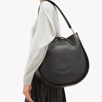 Чанта-месинджър Дамска чанта-кофа на рамото си голям капацитет Реколта matte изкуствена кожа дамска чанта Луксозен дизайнерски bolsos mujer черен 1