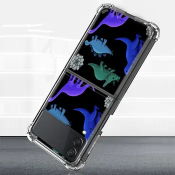 Въздушни възглавници Coques за Samsung Galaxy Z Flip 3 5G Мобилен Защитен Калъф Сгъваем Z Flip3 Сгъваема Капак на телефона Сладък Син Динозавър 1