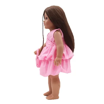Стоп-моушън Облекло За 18-инчовата Американската Кукла Розова Пищната Пола+Чанта За 43 см, Нови кукли Baby Reborn Cartoony Комплект Дрехи и Аксесоари за играчки 1