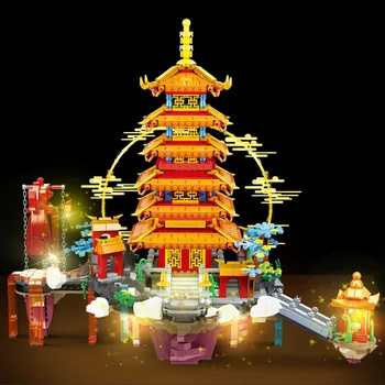 Слубан 0938 Китайската архитектура Палата Пэнлай сглобени Създател Гледка към улицата MOC Тухли градивен елемент на играчки за деца 2
