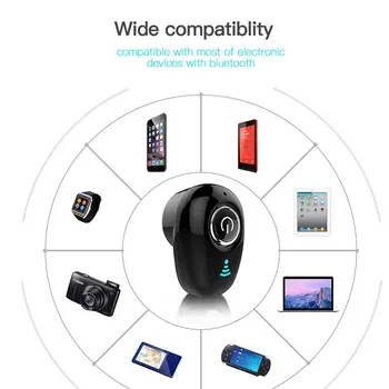 S650 Мини Bluetooth-съвместими Слушалки Безжични Слушалки Невидими Слушалки Хендсфри Слушалки стерео слушалки Втулки С Микрофон 1