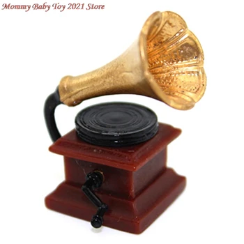 Кухненски Ретро инструмент е стар фонограф Симулация Модел на Мебели, Играчки за Декорация от Куклен Дом 1/12 Миниатюрни Аксесоари за куклена Къща 1