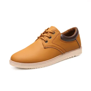 Нова мъжки обувки в британския стил, кожени обувки в стил ретро, мъжки модни ежедневни обувки, тенденция обувки с ниско деколте, мъжки обувки 1