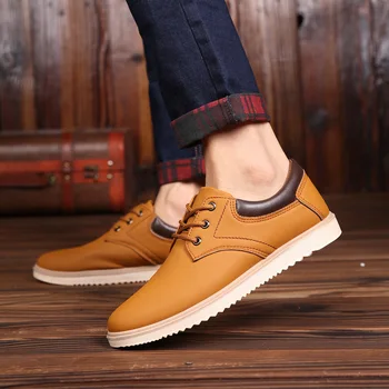 Нова мъжки обувки в британския стил, кожени обувки в стил ретро, мъжки модни ежедневни обувки, тенденция обувки с ниско деколте, мъжки обувки 2