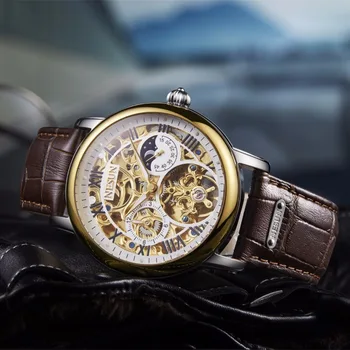 Мъжки часовник NESUN Луксозна марка Автоматични механични часовници Мъжки relogio masculino Многофункционален циферблат на часовника-скелет N9097-3 2