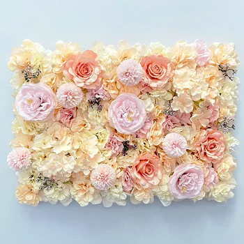 60x40 см Изкуствени Цветя направи си САМ Сватбена Украса Цветни Стенни Панели Копринени Рози Цвете Розов Романтична Сватбена Фон Декор 2