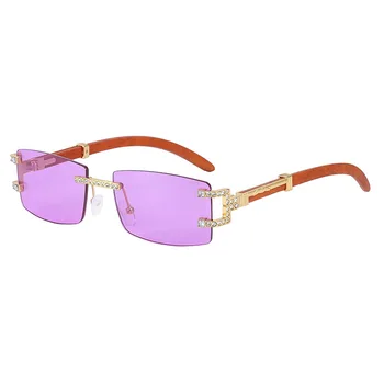JASPEER Квадратни Класически слънчеви очила с диаманти без рамки в дървени рамки За жени с Правоъгълна Малка леща Мъжки слънчеви очила за шофиране UV400 нюанси 1