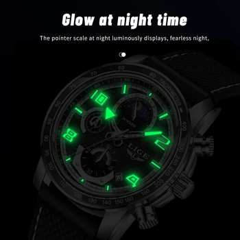 LIGE Спортни мъжки часовници Най-добрата Марка на Луксозни Силиконови Часовници За мъже, Водоустойчиви часовници с хронограф Мъжки Бизнес мъжки Кварцов часовник