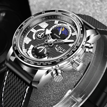 LIGE Спортни мъжки часовници Най-добрата Марка на Луксозни Силиконови Часовници За мъже, Водоустойчиви часовници с хронограф Мъжки Бизнес мъжки Кварцов часовник 2