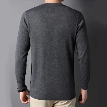 Нова марка Луксозни вязаный пуловер райе пуловер от мека вълна За мъже Есенно-зимния топъл пуловер Homm Ежедневни потници Мъжки дрехи Y462 1