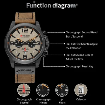 Модерен часовник с хронограф За мъже CURREN Луксозна марка Водоустойчиви Спортни ръчни мъжки часовници Ежедневни часовници Мъжки часовници Reloj Hombre 2