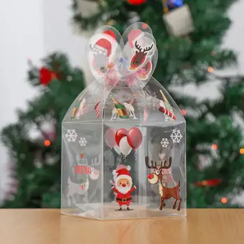 PVC Прозрачна Кутия шоколадови Бонбони Коледна Украса Подарък Кутия Опаковка на Дядо Коледа, Снежен човек Лосове Елен Бонбони Ябълка Кутии Творчески 1