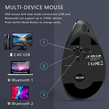 SeenDa Ергономична Безжична Мишка Вертикална Bluetooth мишка с регулируема резолюция от Удобна Мишка 2,4 Грама за вашия Десктоп на лаптопа Mac PC 2