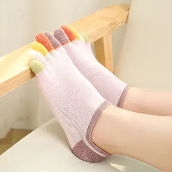 3 чифта/лот Дамски чорапи Kawai Цветни памучни чорапи с пет чорапи Дамски чорапи с разцепени пръсти Секси дамски чорапи Дишащи чорапи с пет пръста 2
