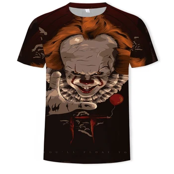 Пеннивайз-Мъжки тениски с анимационни клоун, Костюм за Хелоуин, Индивидуална Ежедневна тениска от чист памук с високо качество 2