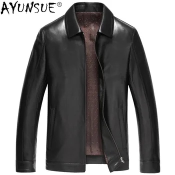 Кожено яке AYUNSUE Автентични Мъжки облекла от естествена агнешка кожа, Кожени якета Мъжки есенни мъжки палта 5xl Jaqueta De Couro SQQ291 2